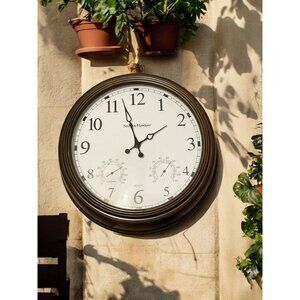 Smith & Hawken Indoor/Outdoor Wall Clock With Thermometer & Hygrometer